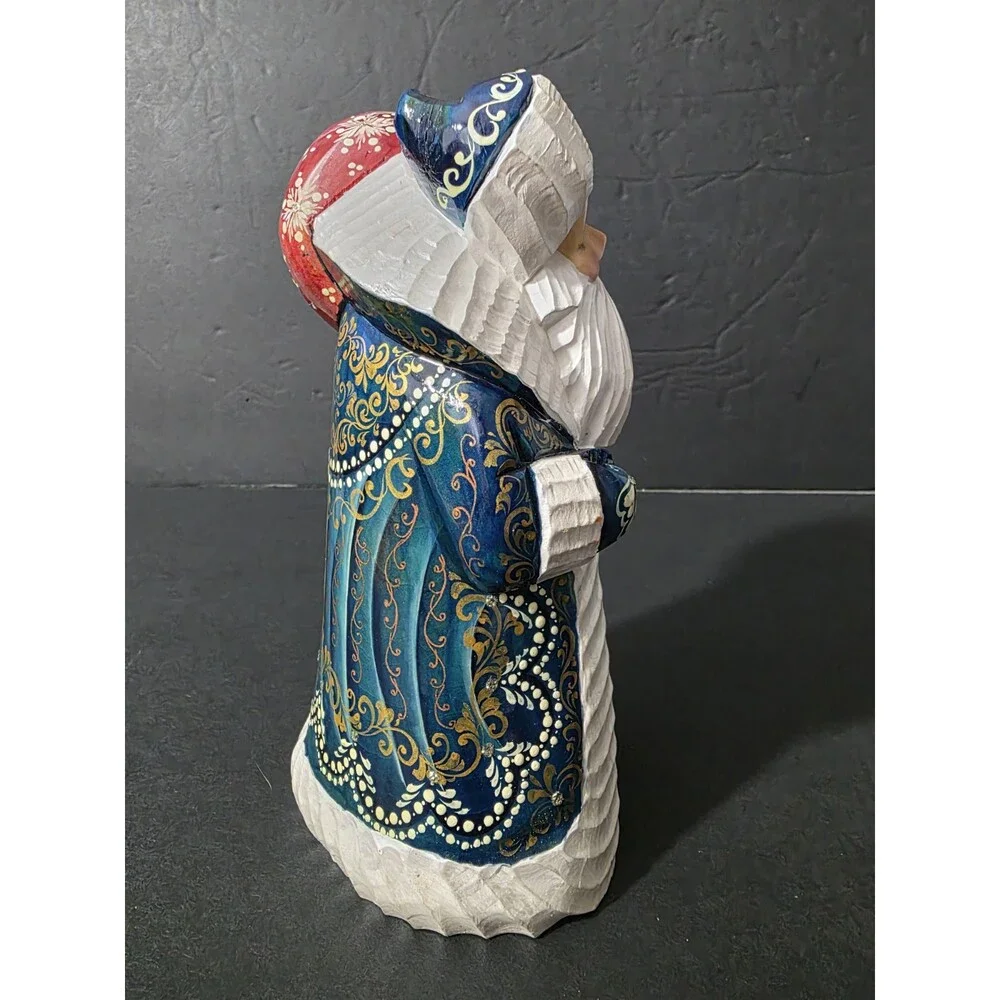 Vintage Hand Carved & Painted Russian Ded Moroz (Santa) Folk Art
